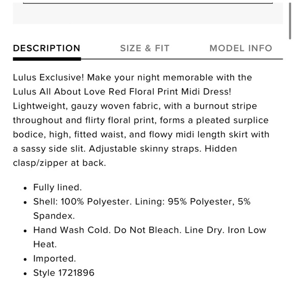 Lulus All About Love Red Floral Print Midi Dress size xs xsmall - Picture 7 of 8